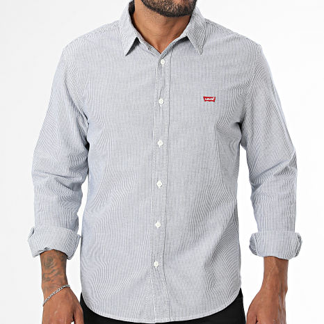 Levi's - Chemise Jean Manches Longues A Rayures 0086A Blanc Bleu Marine