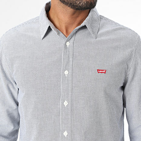 Levi's - Chemise Jean Manches Longues A Rayures 0086A Blanc Bleu Marine