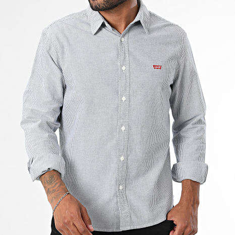 Levi's - Chemise Jean Manches Longues A Rayures 0086A Blanc Bleu Marine
