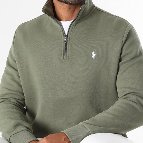Polo Ralph Lauren - Sweat Col Zippé Original Player Vert Kaki