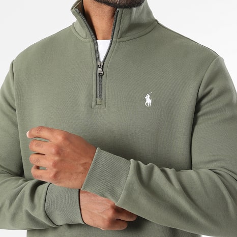 Polo Ralph Lauren - Sweat Col Zippé Original Player Vert Kaki