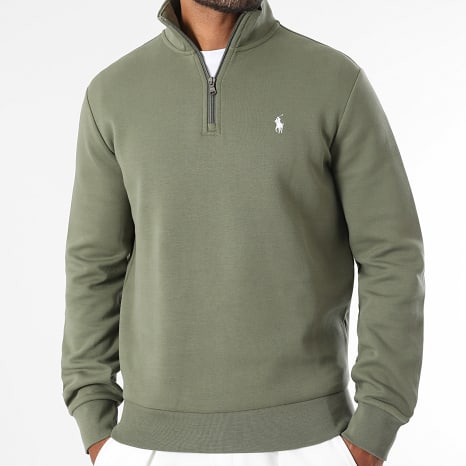 Polo Ralph Lauren - Sweat Col Zippé Original Player Vert Kaki