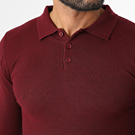 KZR - Pull Col Boutonné En Maille 099 Bordeaux