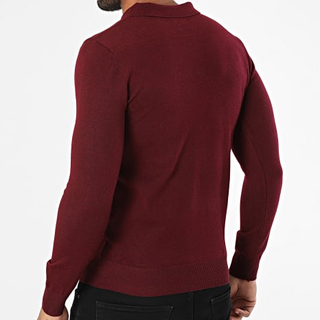 KZR - Pull Col Boutonné En Maille 099 Bordeaux