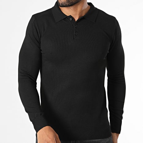 KZR - Pull Col Boutonné En Maille 099 Noir