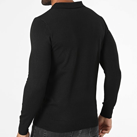KZR - Pull Col Boutonné En Maille 099 Noir