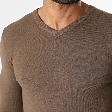 Classic Series - Pull Col V En Maille 662 Marron
