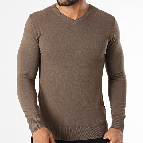 Classic Series - Pull Col V En Maille 662 Marron
