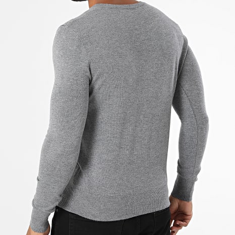 Classic Series - Pull Col V En Maille 662 Gris