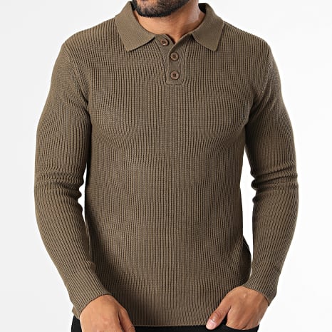 Classic Series - Pull Col Boutonné 927 Marron