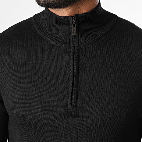 Classic Series - Pull Col Zippé En Maille 666 Noir