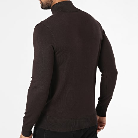 Classic Series - Pull Col Zippé En Maille 666 Marron Foncé