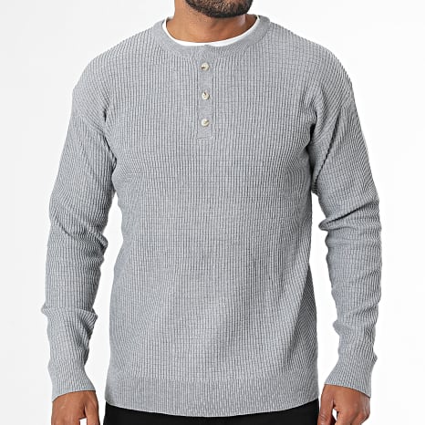 Classic Series - Pull Col Boutonné 022 Gris Clair