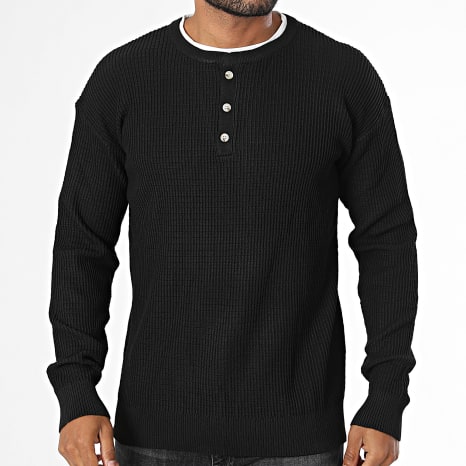 Classic Series - Pull Col Boutonné 022 Noir
