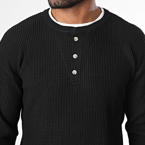Classic Series - Pull Col Boutonné 022 Noir
