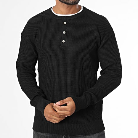 Classic Series - Pull Col Boutonné 022 Noir