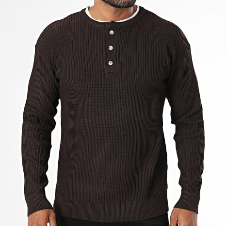 Classic Series - Pull Col Boutonné 022 Marron