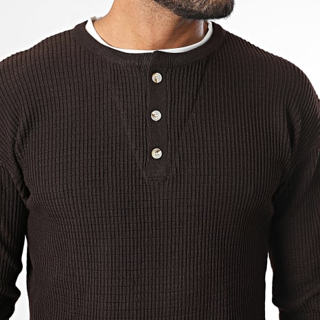 Classic Series - Pull Col Boutonné 022 Marron
