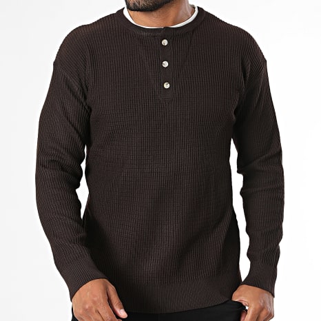 Classic Series - Pull Col Boutonné 022 Marron