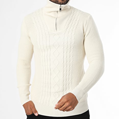 Classic Series - Pull Col Montant Zippé 939 Beige Clair