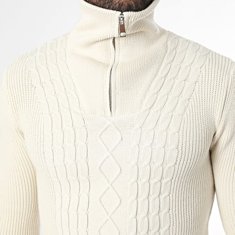 Classic Series - Pull Col Montant Zippé 939 Beige Clair