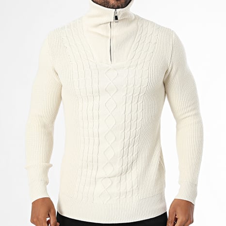 Classic Series - Pull Col Montant Zippé 939 Beige Clair