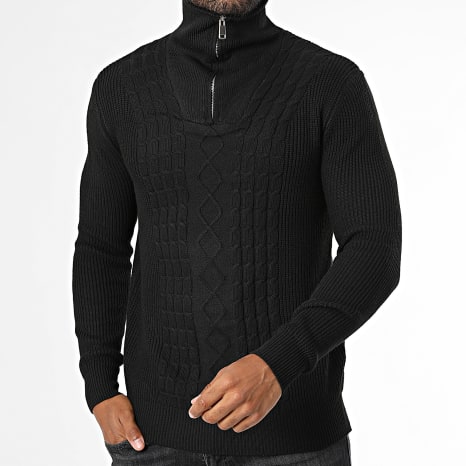 Classic Series - Pull Col Montant Zippé 939 Noir
