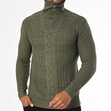 Classic Series - Pull Col Montant Zippé 939 Vert Kaki
