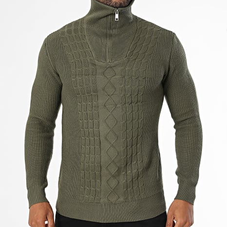 Classic Series - Pull Col Montant Zippé 939 Vert Kaki