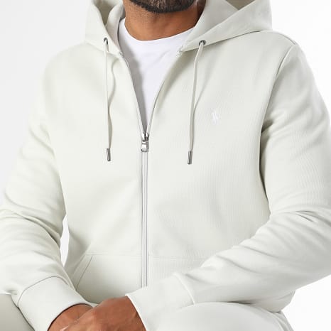 Polo Ralph Lauren - Sweat Capuche Zippé Original Player Gris Clair Blanc