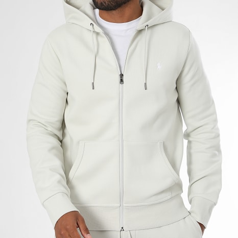Polo Ralph Lauren - Sweat Capuche Zippé Original Player Gris Clair Blanc