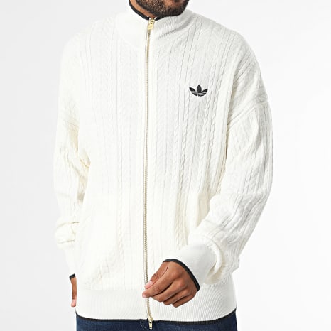 Adidas Originals - Veste Zippée En Maille Firebird Cable Knit KR9762 Blanc
