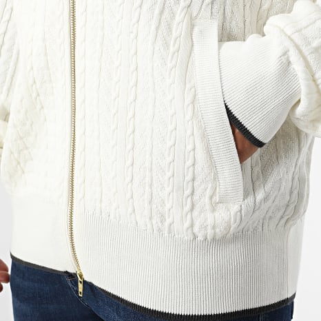 Adidas Originals - Veste Zippée En Maille Firebird Cable Knit KR9762 Blanc