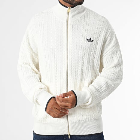 Adidas Originals - Veste Zippée En Maille Firebird Cable Knit KR9762 Blanc